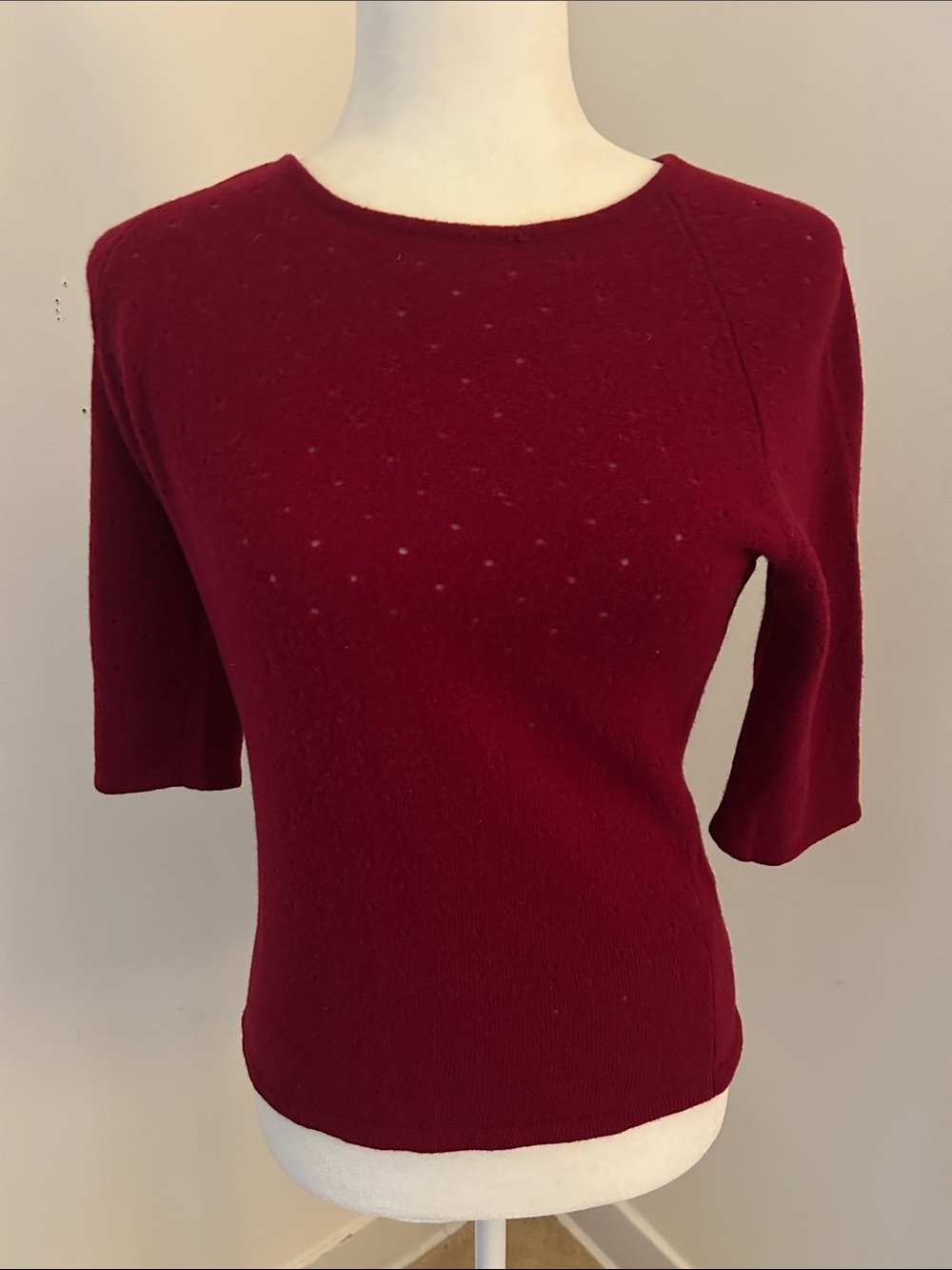 J. Crew Cranberry Lambswool-ShortSleeved Sweater sz M